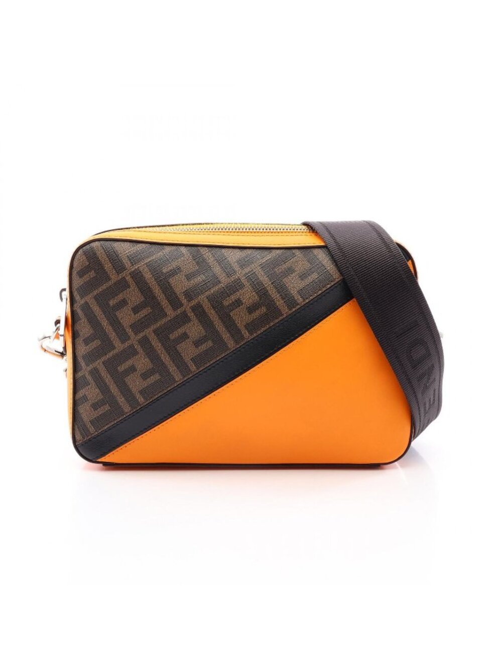 Fendi Shoulder Bag Diagonal Camera Case Zucca Brown Black Orange Leather